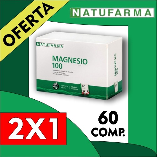 Ofertas y Promociones NATUFARMA  Magnesio 100 x 60 cápsulas PROMO 2 X 1